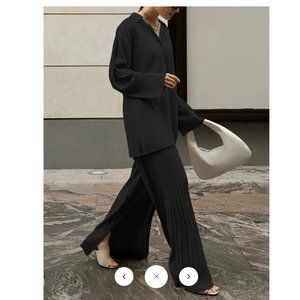Commense Oversized Leisure Pleat Pockets Two Piece Pants Set
